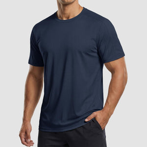 TACVASEN Navy Athletic Performance Tee with Tailored Fit Sleeves