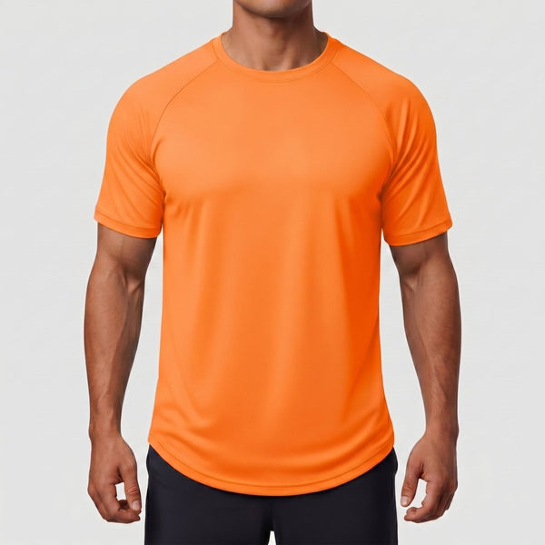 TACVASEN Fluorescent Orange Curved Hem Fashion UPF50+ Quick - Drying Protective Shirt