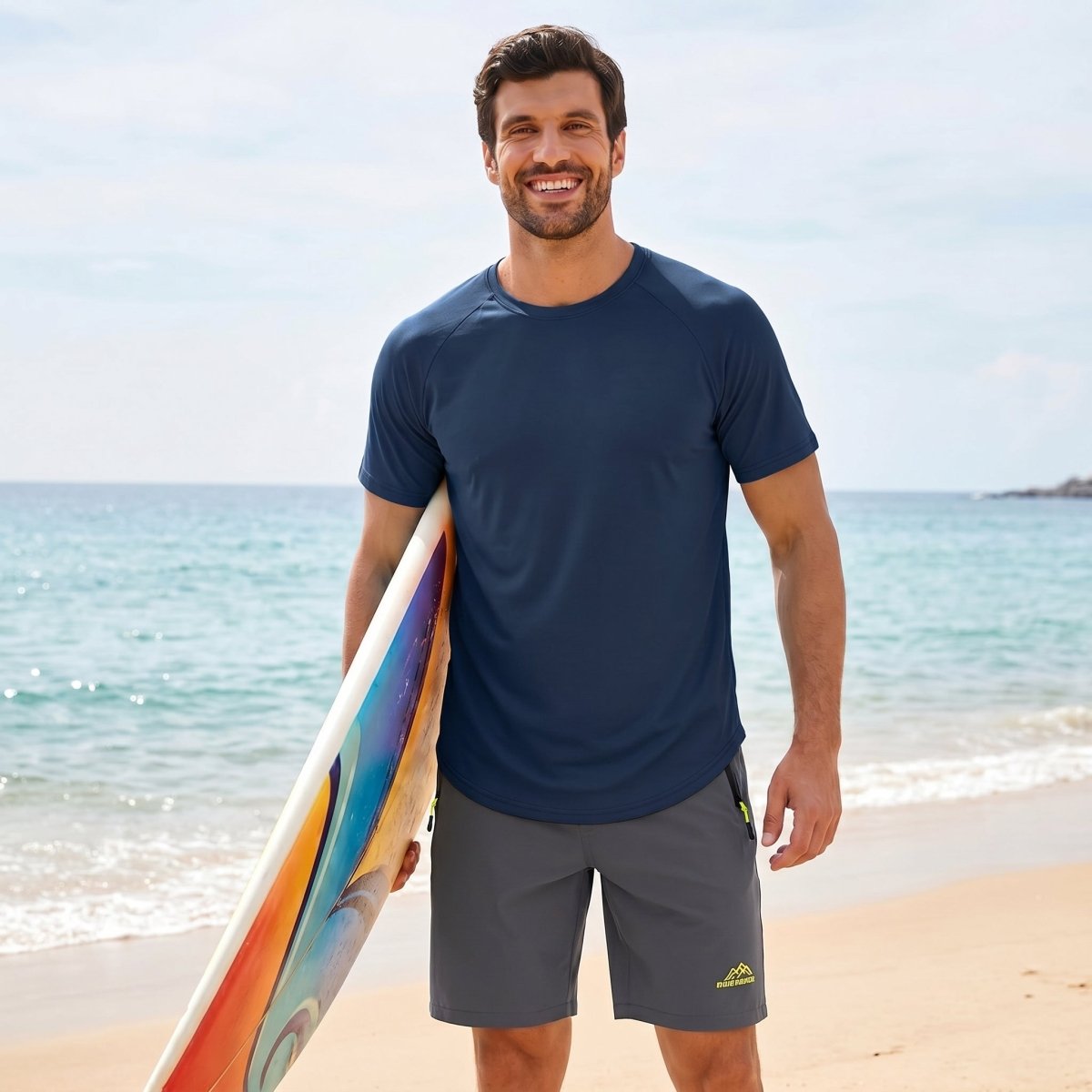 TACVASEN Navy Curved Hem Fashion UPF50+ Quick - Drying Protective Shirt