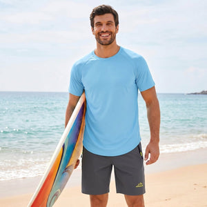 TACVASEN Sky Blue Curved Hem Fashion UPF50+ Quick - Drying Protective Shirt