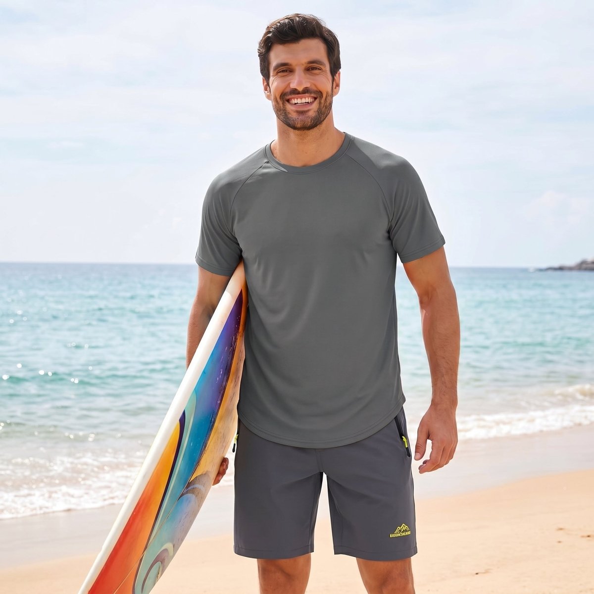 TACVASEN Dark Grey Curved Hem Fashion UPF50+ Quick - Drying Protective Shirt