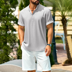 TACVASEN Light gray Henley Casual Lightweight Beach Shirts