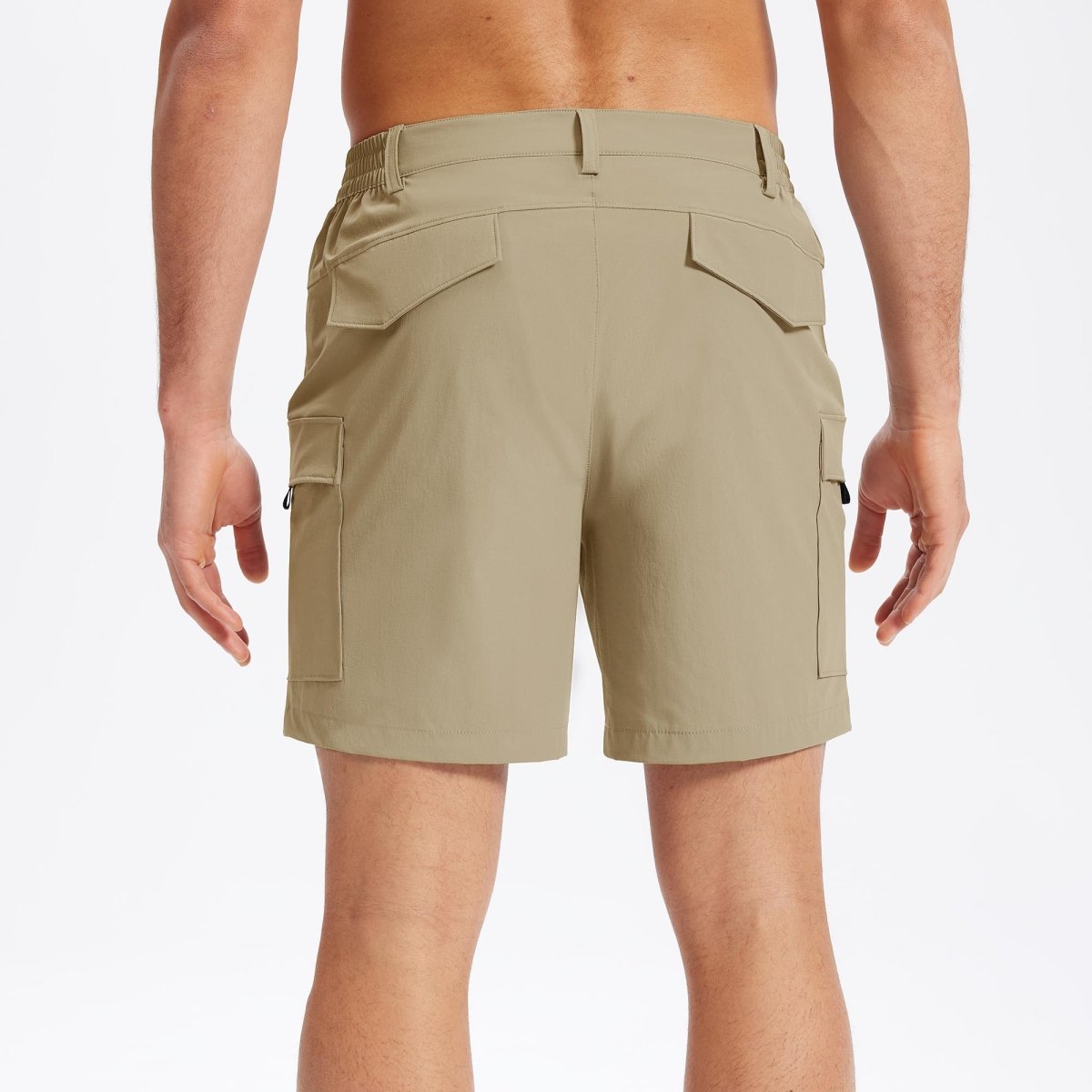 TACVASEN Khaki Hiking Shorts Zippered Pockets