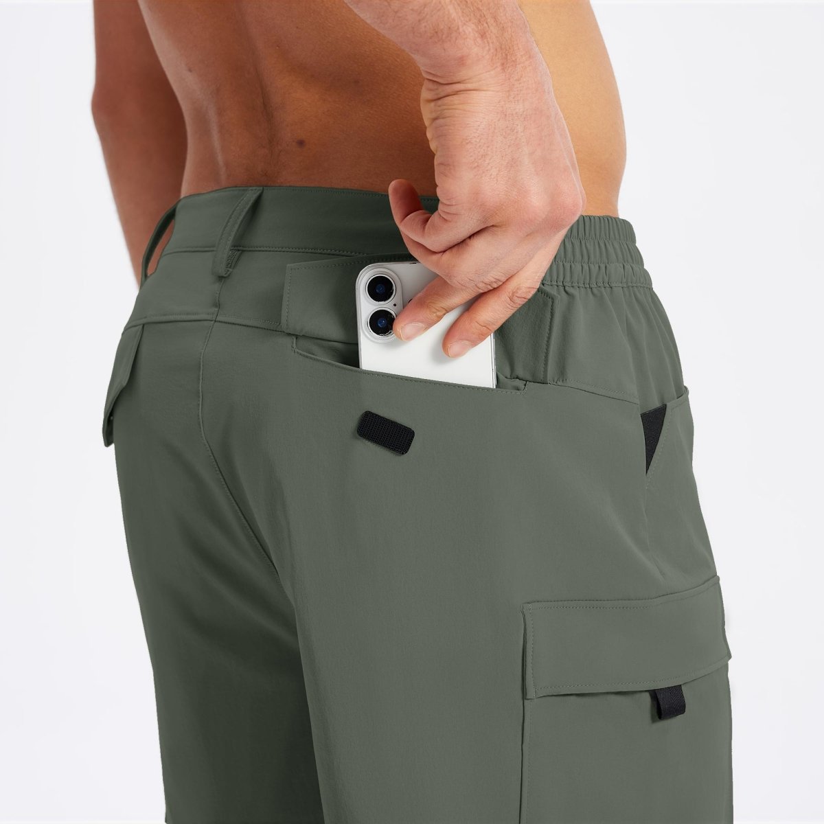 TACVASEN Dark Grayish Green Hiking Shorts Zippered Pockets