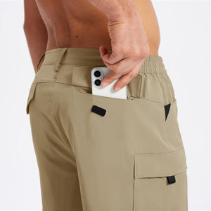 TACVASEN Khaki Hiking Shorts Zippered Pockets