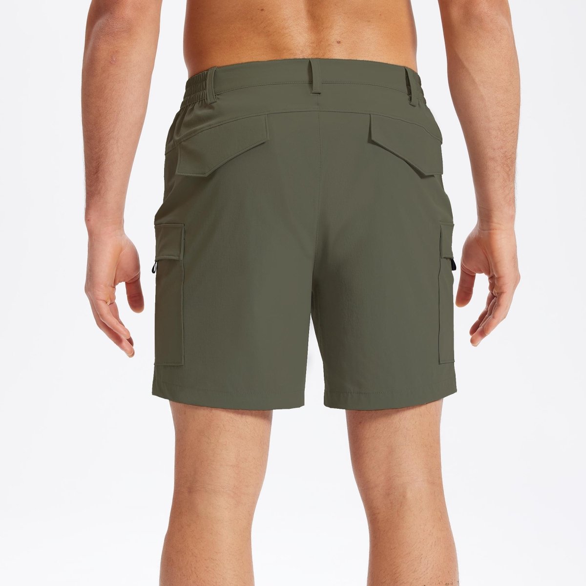 TACVASEN Army Green Hiking Shorts Zippered Pockets