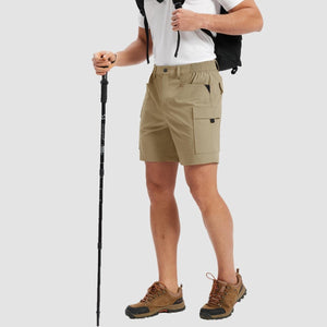 TACVASEN Khaki Hiking Shorts Zippered Pockets