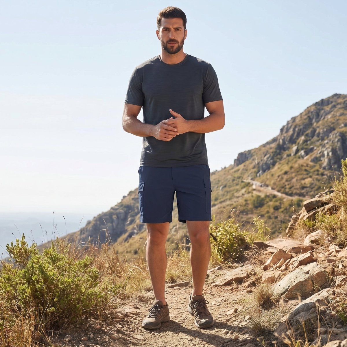 TACVASEN Navy Hiking Shorts Zippered Pockets