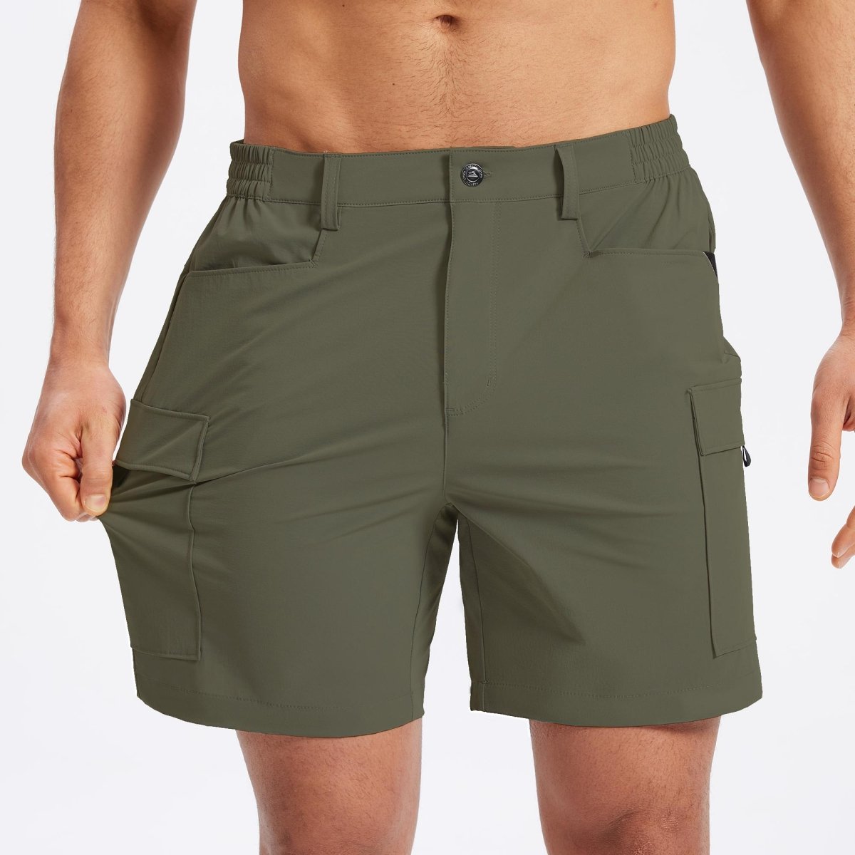 TACVASEN Army Green Hiking Shorts Zippered Pockets