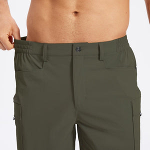 TACVASEN Army Green Hiking Shorts Zippered Pockets