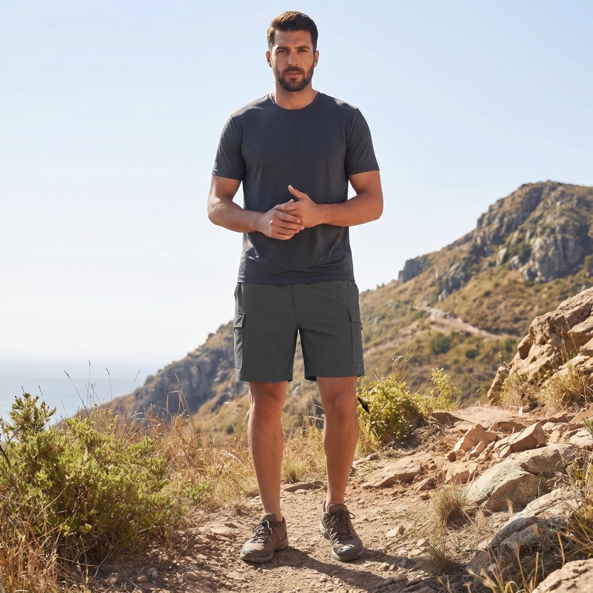 TACVASEN Dark Grey Hiking Shorts Zippered Pockets