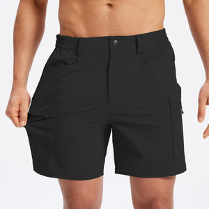 TACVASEN Black Hiking Shorts Zippered Pockets
