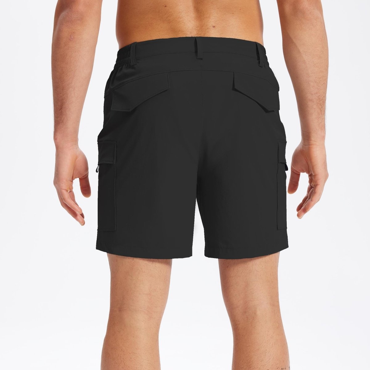 TACVASEN Black Hiking Shorts Zippered Pockets