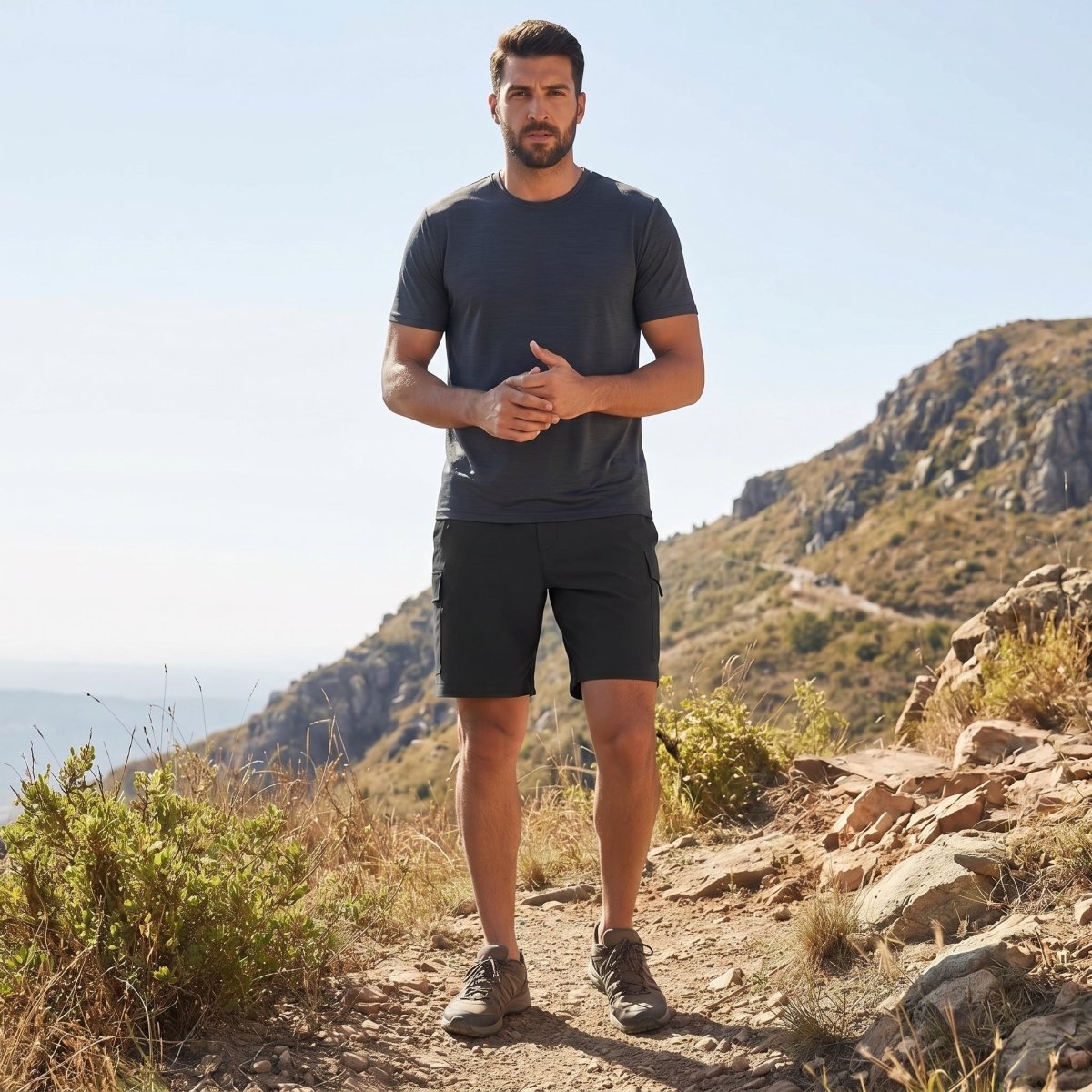 TACVASEN Black Hiking Shorts Zippered Pockets