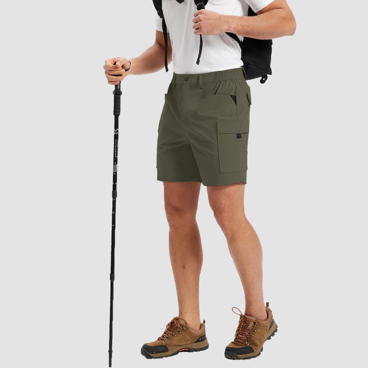 TACVASEN Army Green Hiking Shorts Zippered Pockets