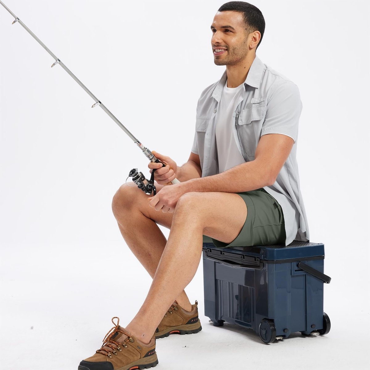 TACVASEN Dark Grayish Green Hiking Shorts Zippered Pockets