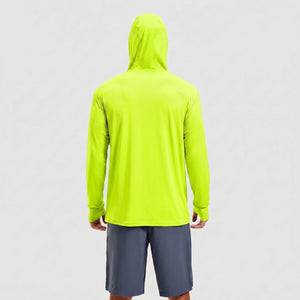 TACVASEN Fluorescent Green Hoodie Lightweight Breathable Quick Dry UV Protection Outdoor Coat