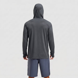 TACVASEN Dark Grey Hoodie Lightweight Breathable Quick Dry UV Protection Outdoor Coat