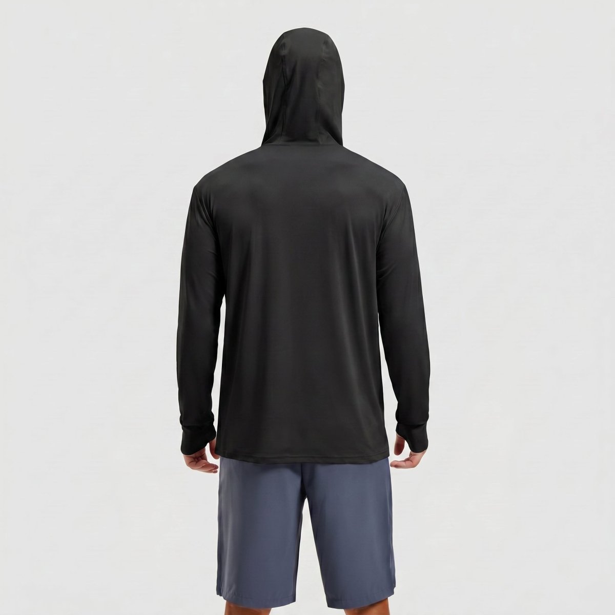 TACVASEN Black Hoodie Lightweight Breathable Quick Dry UV Protection Outdoor Coat