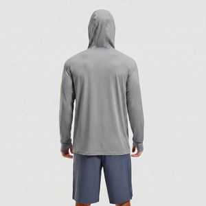 TACVASEN Light Grey Hoodie Lightweight Breathable Quick Dry UV Protection Outdoor Coat