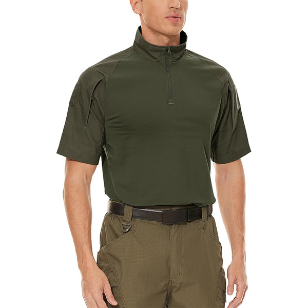 Men's 1/4 Half Zip Sweatshirt Sleeve Slim Fit Camo Tactical Shirt