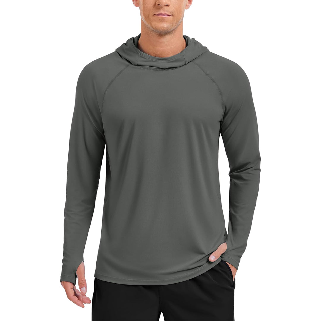 Men's UPF 50+ Sun Hoodie Long Sleeve Quick Dry Rash Guard Shirt - AT24M3250