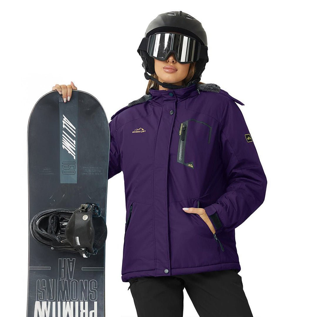 TACVASEN Dark Purple Insulated Fleece Lined Winter Hiking Jacket