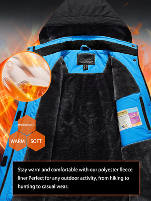 TACVASEN Blue Black Insulated Fleece Lined Winter Hiking Jacket