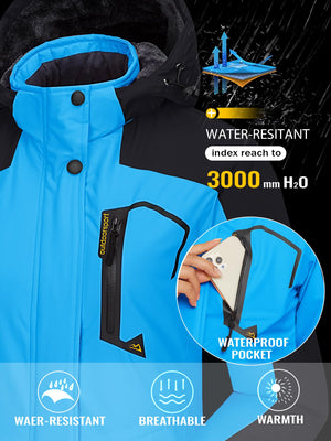 TACVASEN Blue Black Insulated Fleece Lined Winter Hiking Jacket