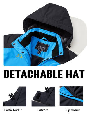TACVASEN Blue Black Insulated Fleece Lined Winter Hiking Jacket