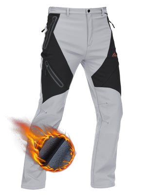 TACVASEN Light Grey Insulated Fleece Lined Winter Hiking Pants