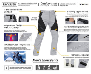 TACVASEN Light Grey Insulated Fleece Lined Winter Hiking Pants