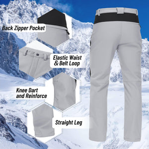 TACVASEN Light Grey Insulated Fleece Lined Winter Hiking Pants