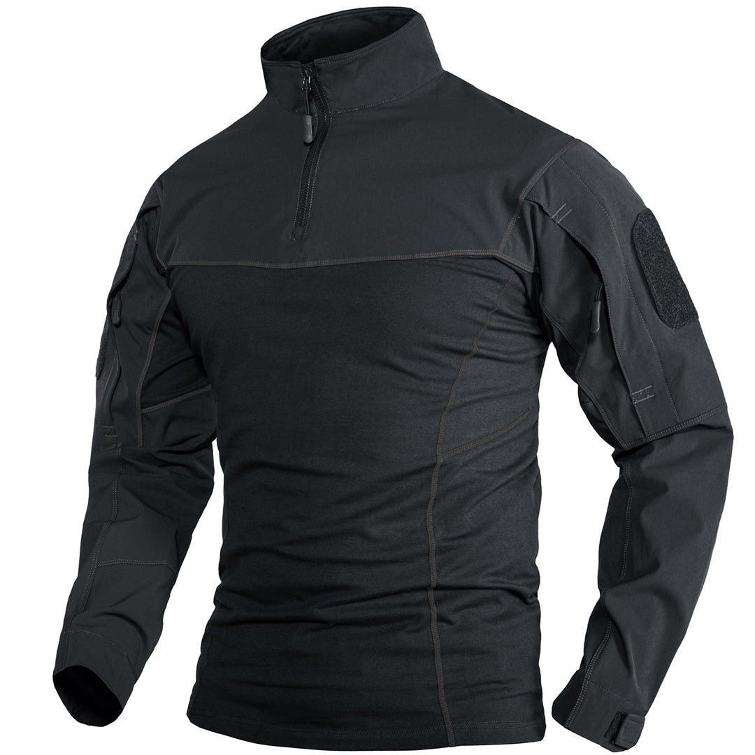 TACVASEN Dark Grey Ligthweight Quarter Zip Military T-Shirt