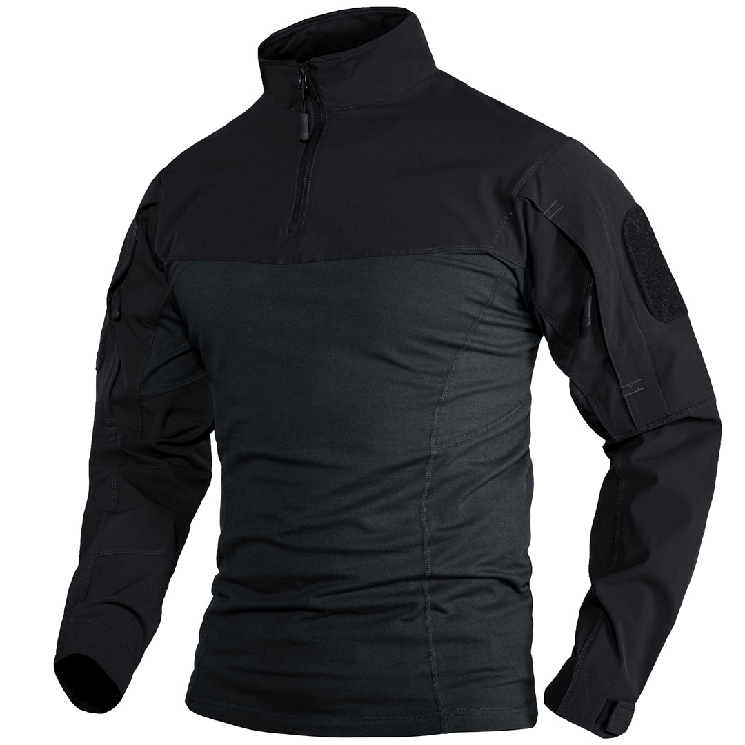 TACVASEN Navy Black Ligthweight Quarter Zip Military T-Shirt