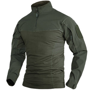 TACVASEN Army Green Ligthweight Quarter Zip Military T-Shirt