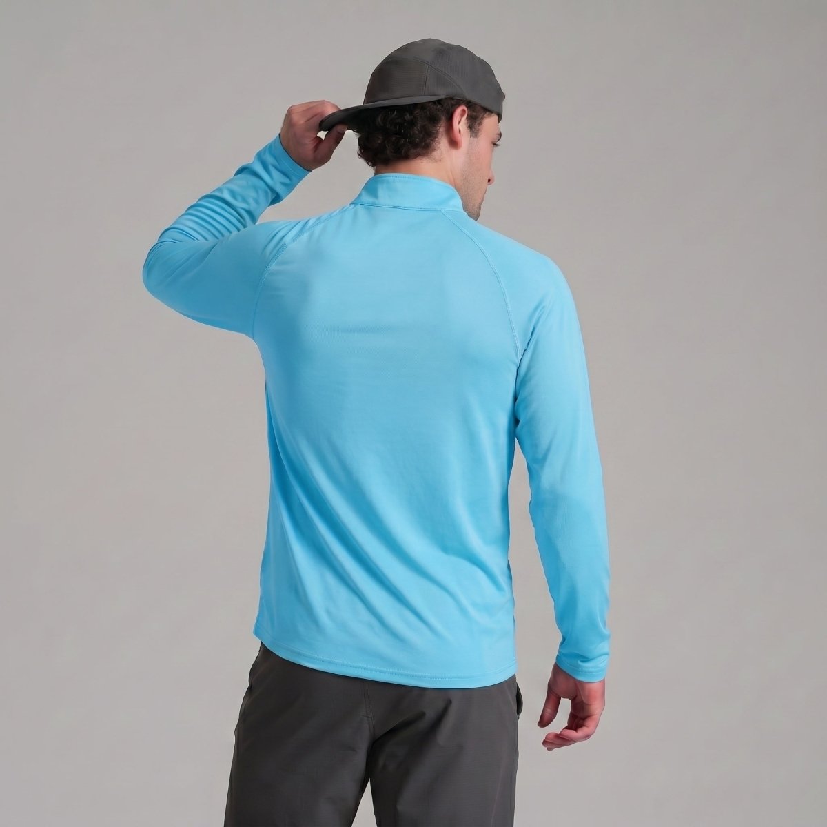 TACVASEN Light Blue Long Sleeve Sun Shirt UPF 50+ Zip Fishing Running Rashguard