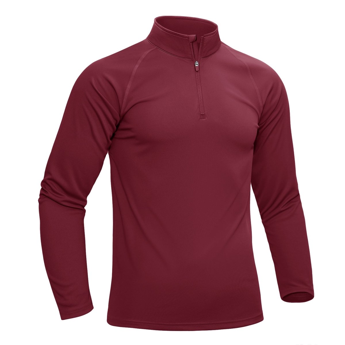 TACVASEN Wine Red Long Sleeve Sun Shirt UPF 50+ Zip Fishing Running Rashguard
