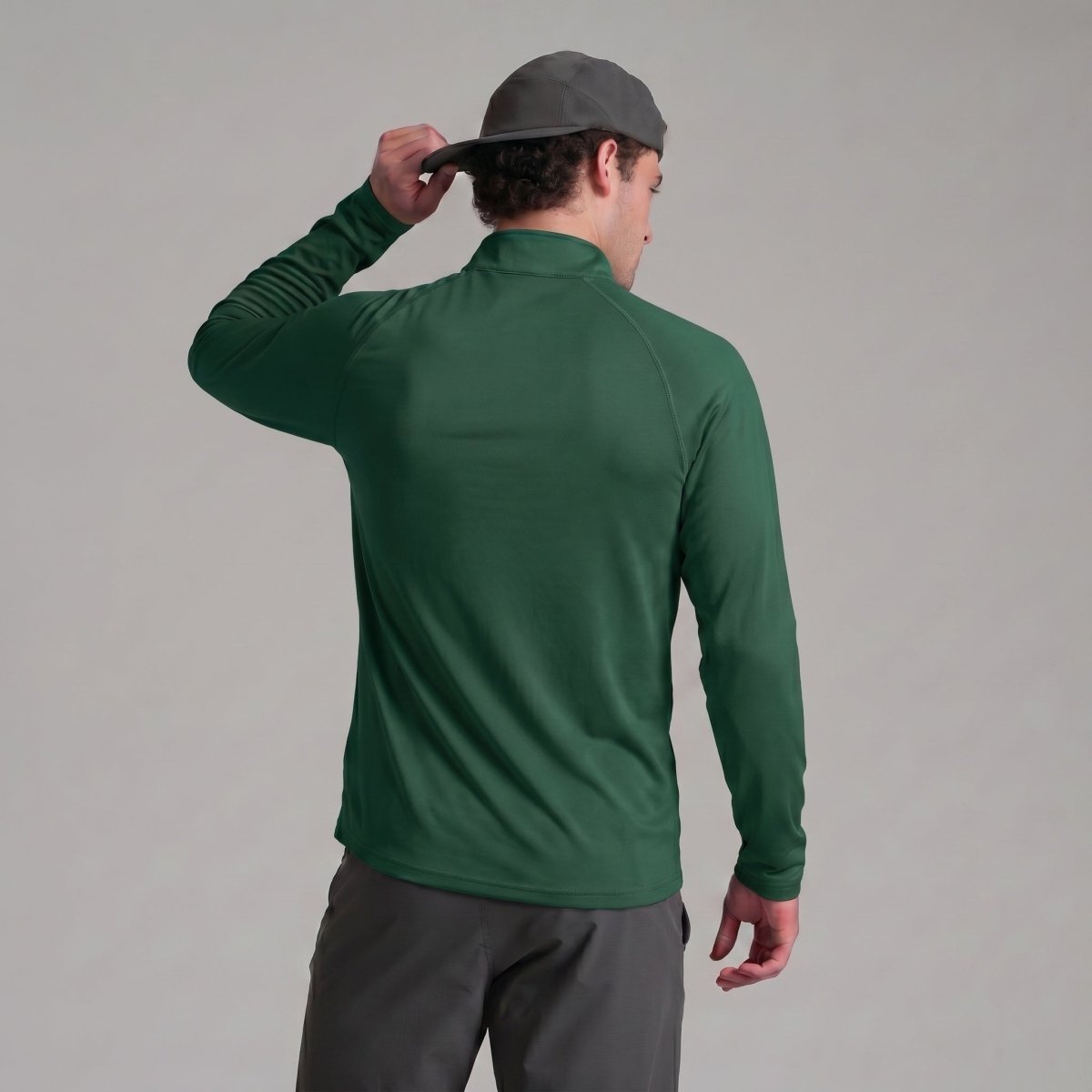 TACVASEN Dark Green Long Sleeve Sun Shirt UPF 50+ Zip Fishing Running Rashguard