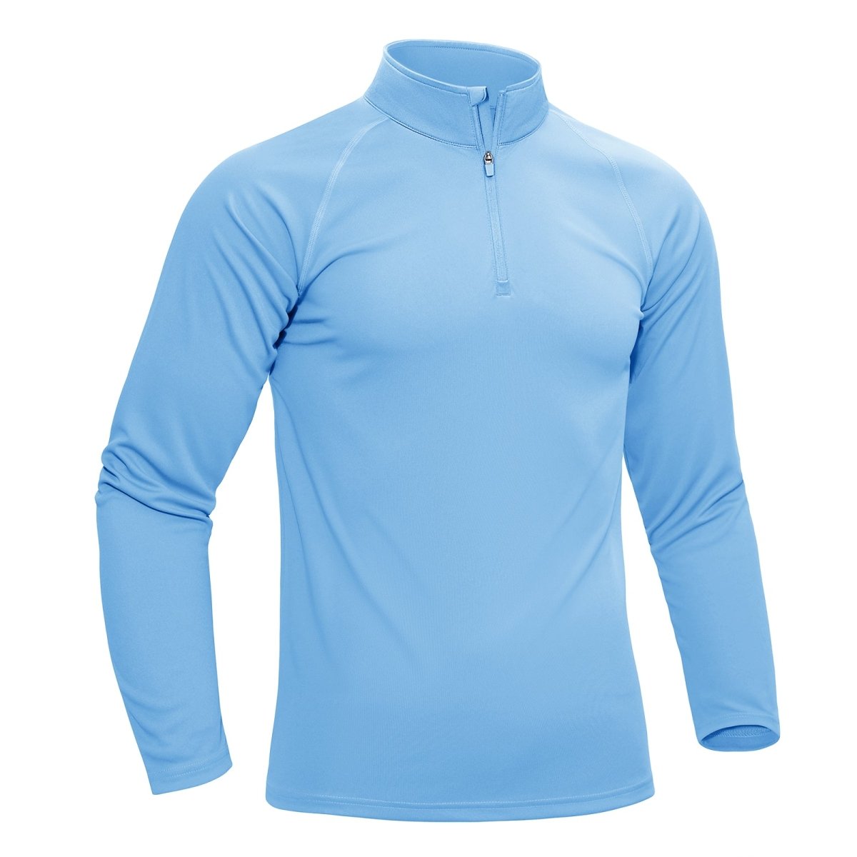 TACVASEN Waterfall Blue Long Sleeve Sun Shirt UPF 50+ Zip Fishing Running Rashguard