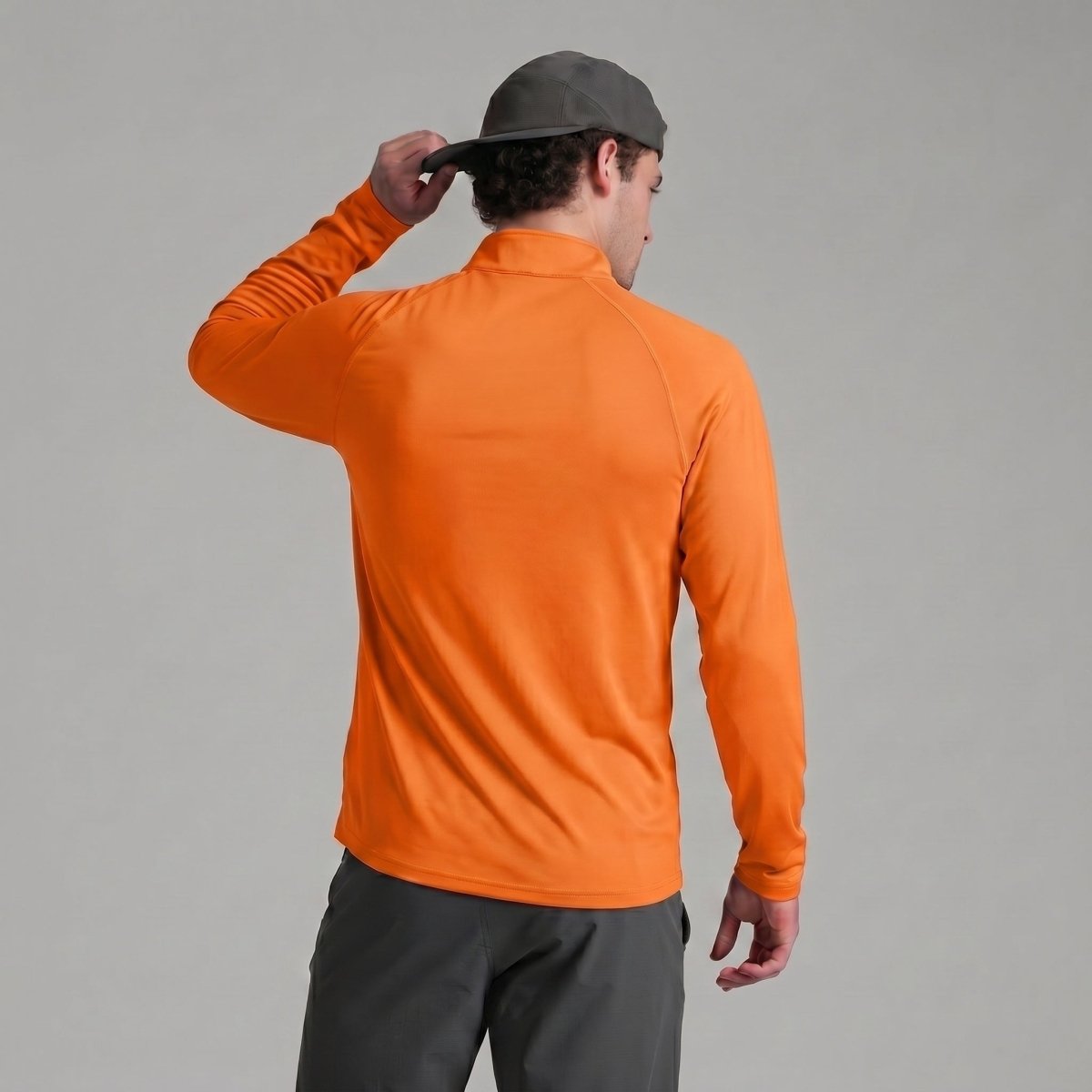 TACVASEN Orange Long Sleeve Sun Shirt UPF 50+ Zip Fishing Running Rashguard