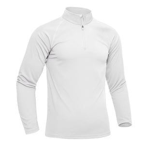 TACVASEN White Long Sleeve Sun Shirt UPF 50+ Zip Fishing Running Rashguard