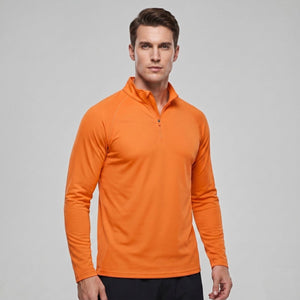 TACVASEN Orange Long Sleeve Sun Shirt UPF 50+ Zip Fishing Running Rashguard