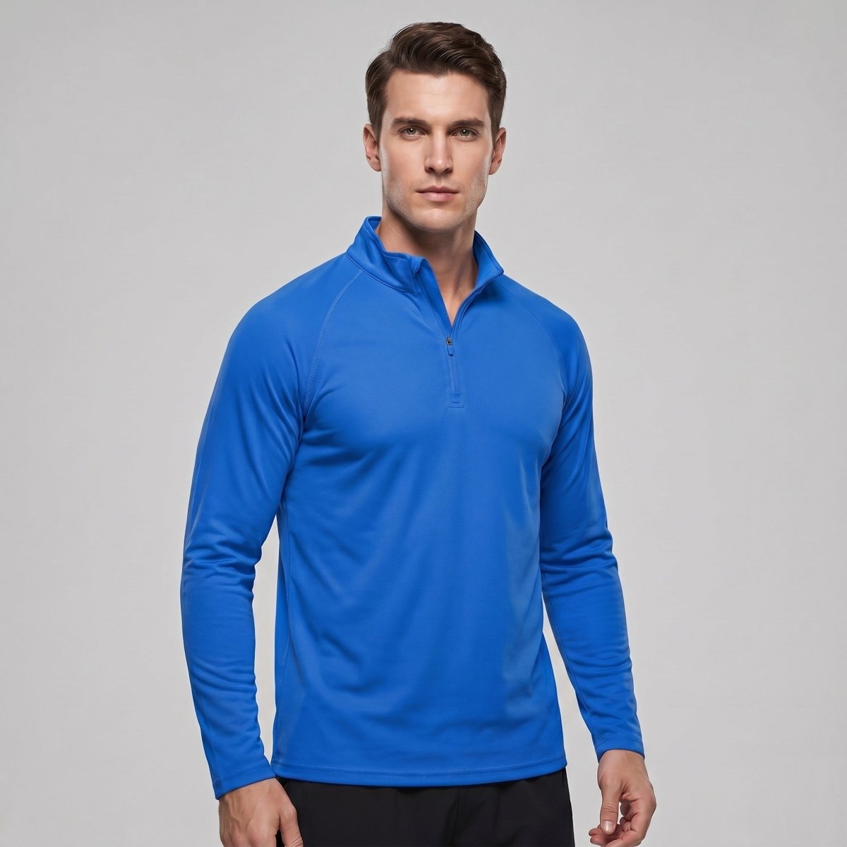 TACVASEN Sapphire Blue Long Sleeve Sun Shirt UPF 50+ Zip Fishing Running Rashguard