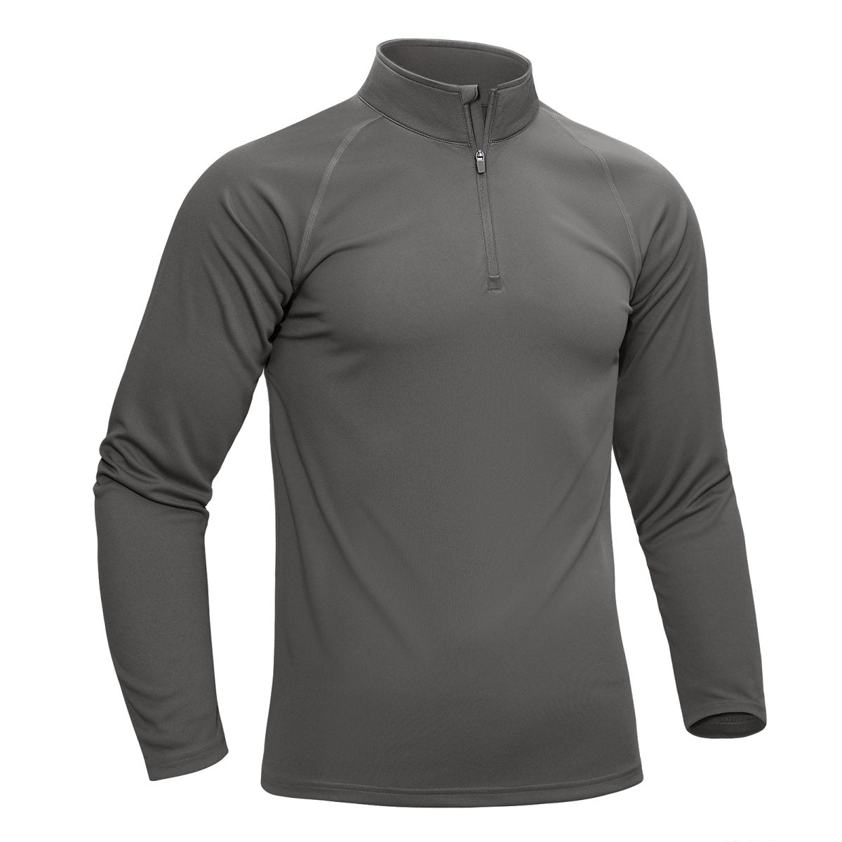 TACVASEN Dark Grey Long Sleeve Sun Shirt UPF 50+ Zip Fishing Running Rashguard