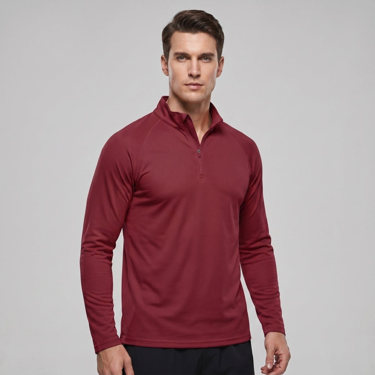 TACVASEN Wine Red Long Sleeve Sun Shirt UPF 50+ Zip Fishing Running Rashguard