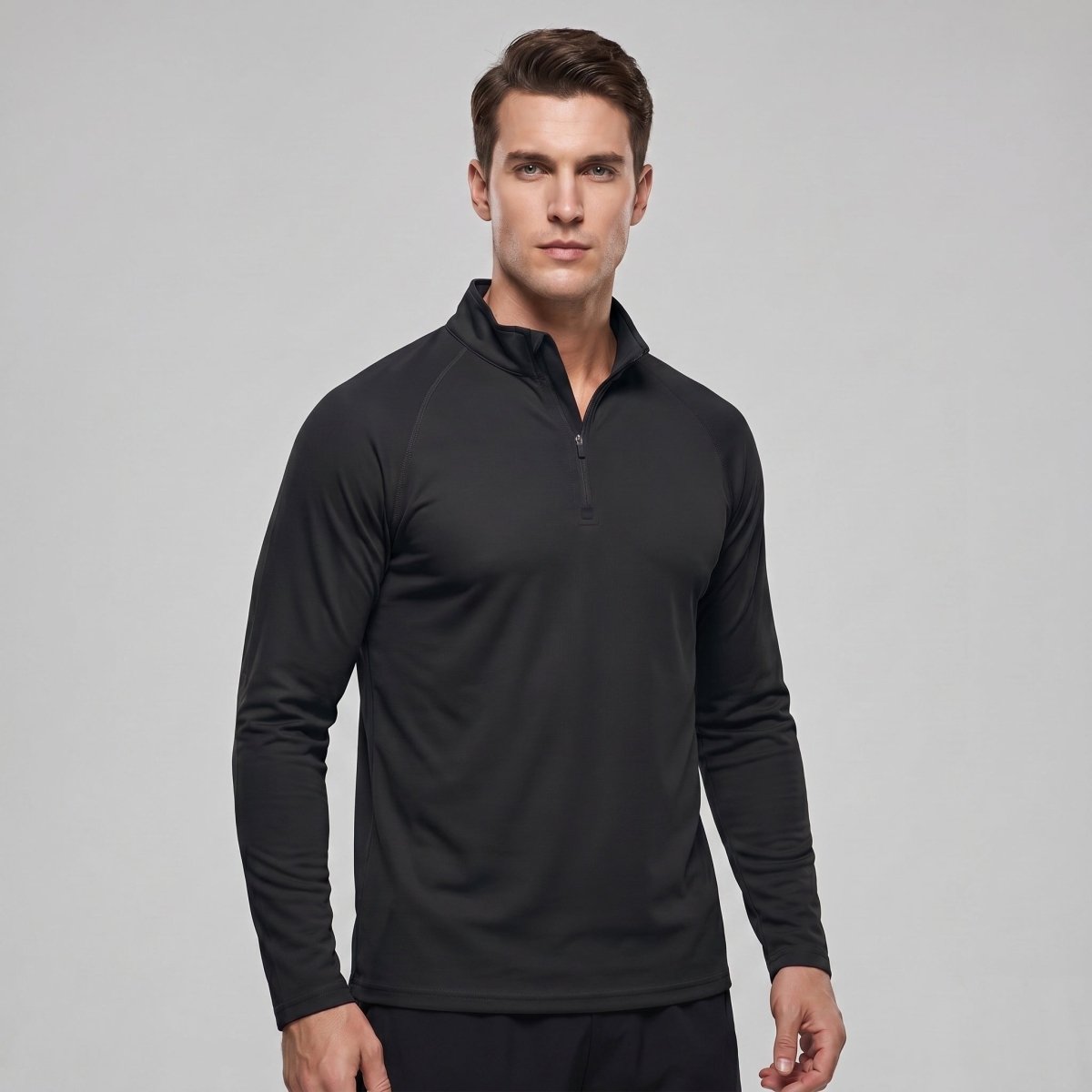 TACVASEN Black Long Sleeve Sun Shirt UPF 50+ Zip Fishing Running Rashguard