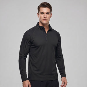 TACVASEN Black Long Sleeve Sun Shirt UPF 50+ Zip Fishing Running Rashguard