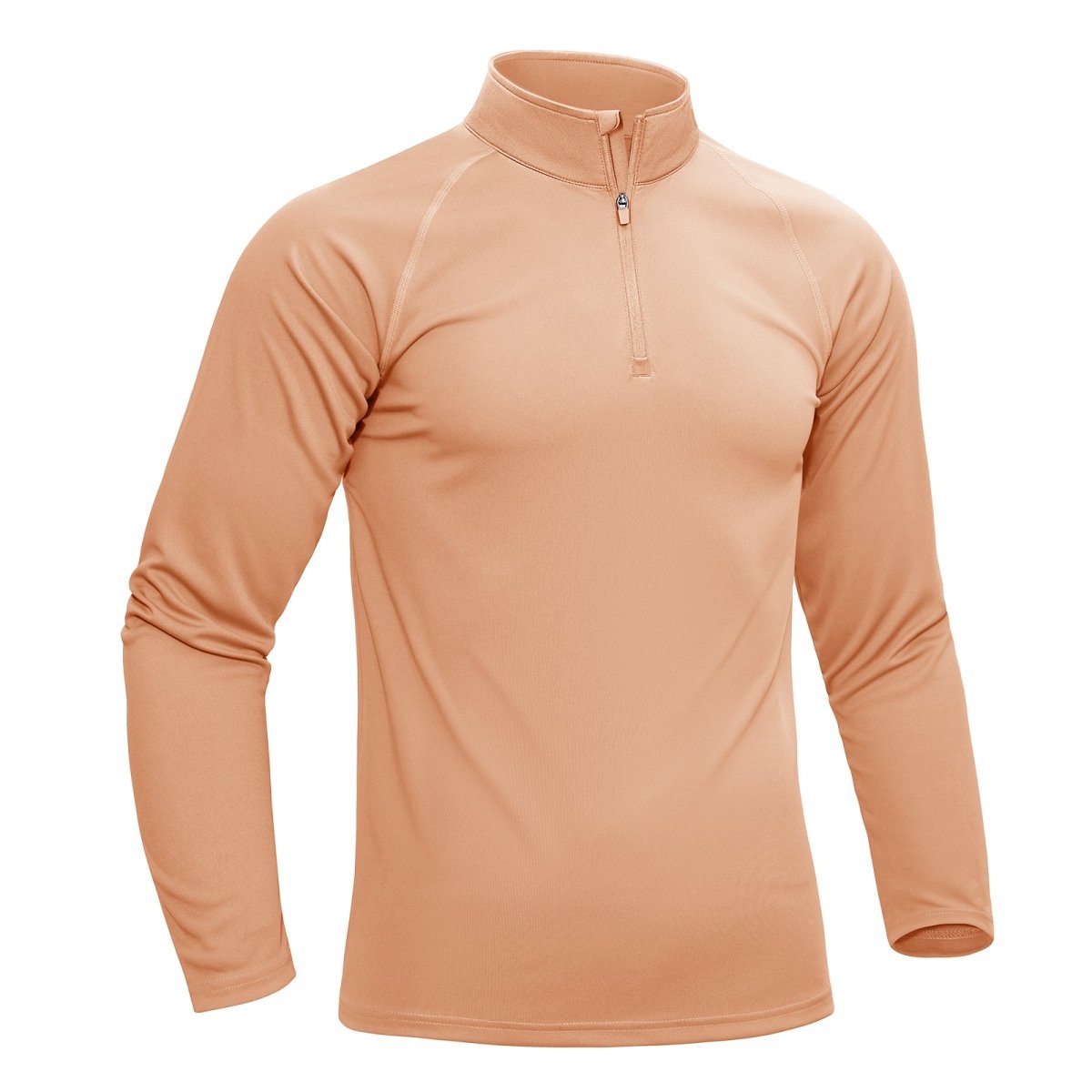TACVASEN Apricot Long Sleeve Sun Shirt UPF 50+ Zip Fishing Running Rashguard