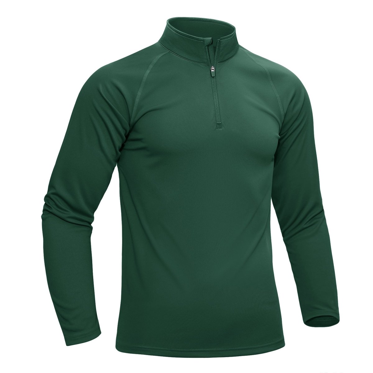 TACVASEN Dark Green Long Sleeve Sun Shirt UPF 50+ Zip Fishing Running Rashguard